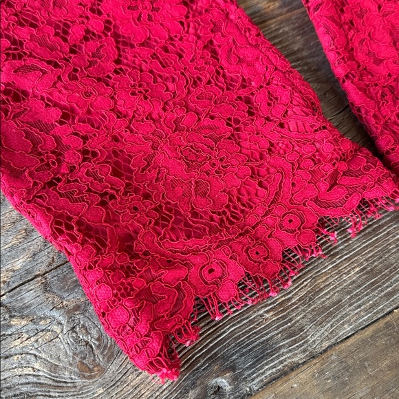 J Crew Easy pants cropped red lace elastic backed waist EUC size 4 - Picture 3 of 9